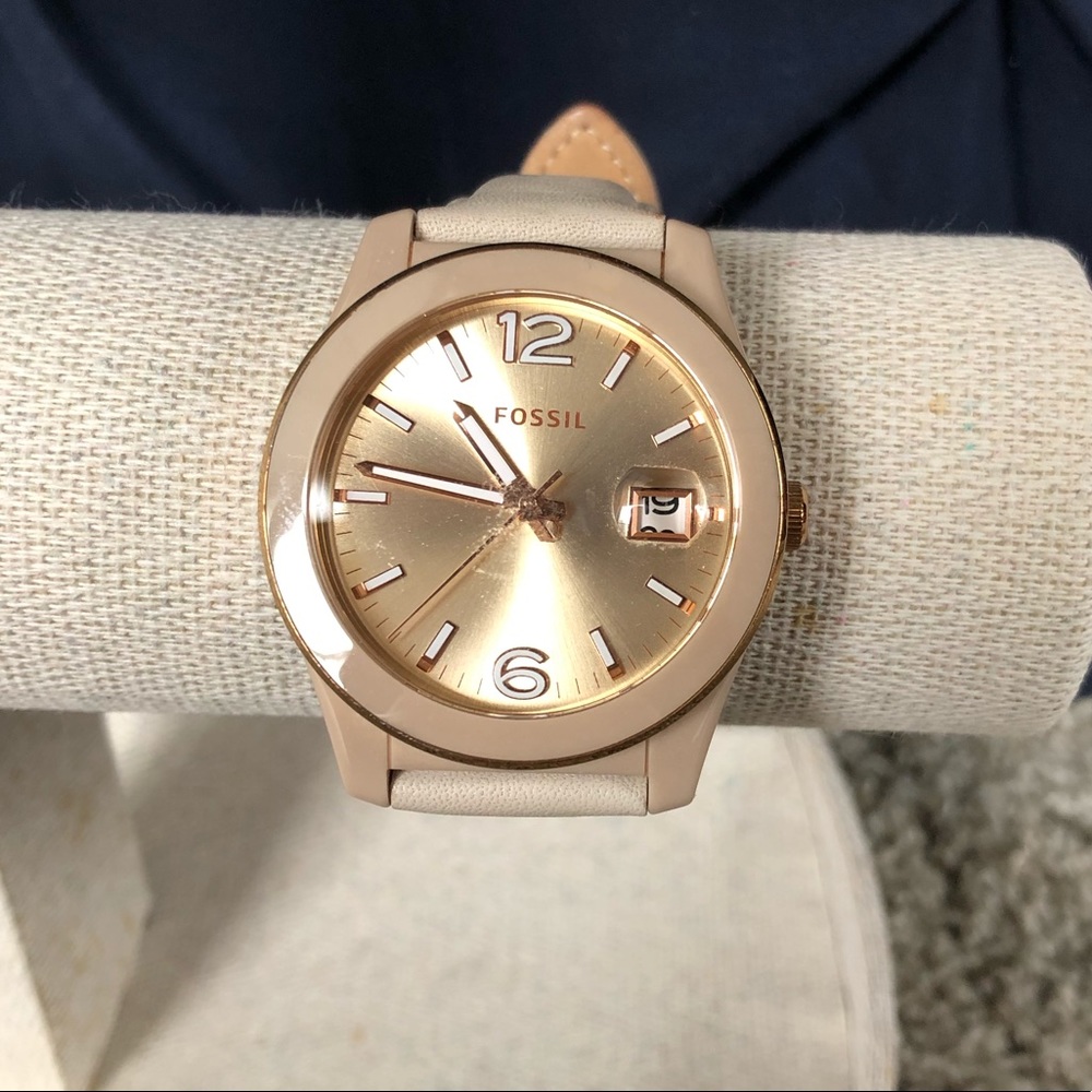 Beige, clean line Fossil watch